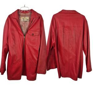 Heldt's Tanning South Dakota USA Vintage Red Leather Coat Jacket Medium